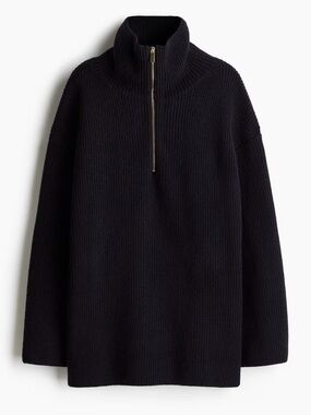H&M Navy 1/4 Zip Oversized Sweater